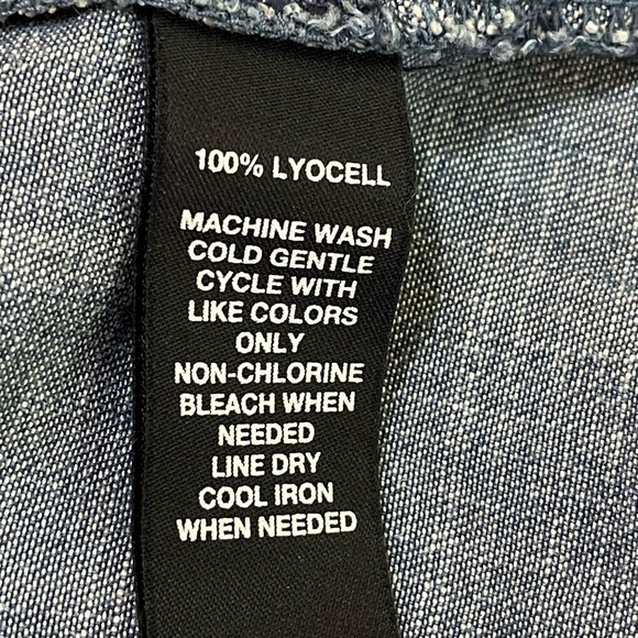 SAKS FIFTH AVENUE 100% Lyocell Blue Denim Off Shoulder Tunic Size Large - Picture 5 of 10
